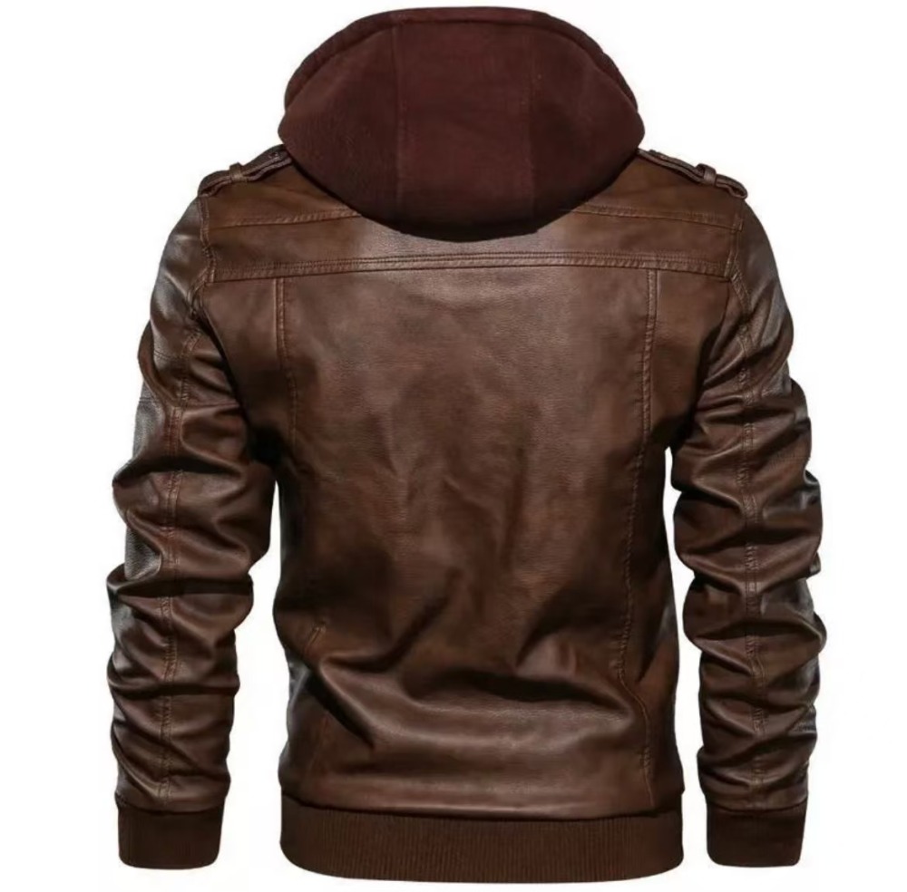 GorgeousBen 2025 Leather jacket men's slim zipper jacket autumn men's leather jacket black casual trend.