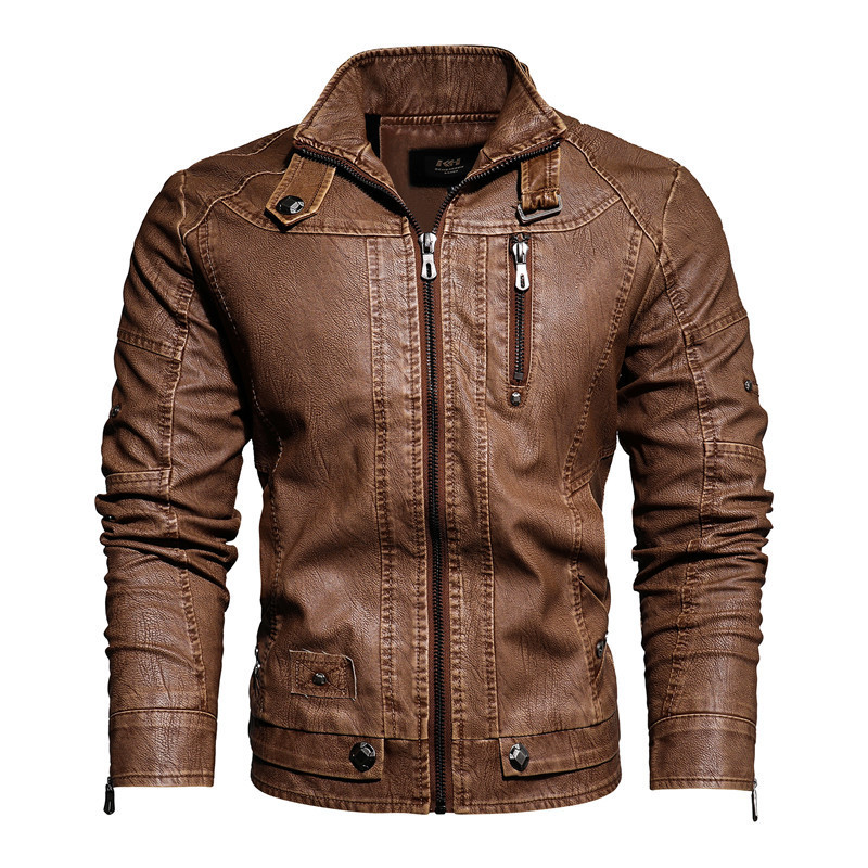 GorgeousBen2025  Men's leather jacket, motorcycle jacket with fleece.