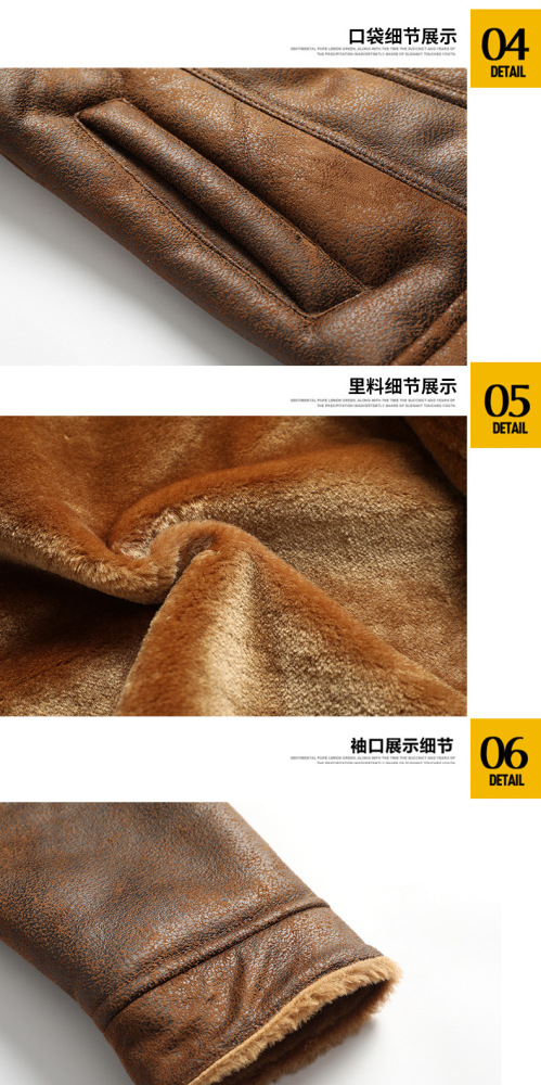 Gorgeous Men's leather jacket with fur and fur in one, winter plush thick leather jacket, foreign trade Amazon AliExpress leather jacket.