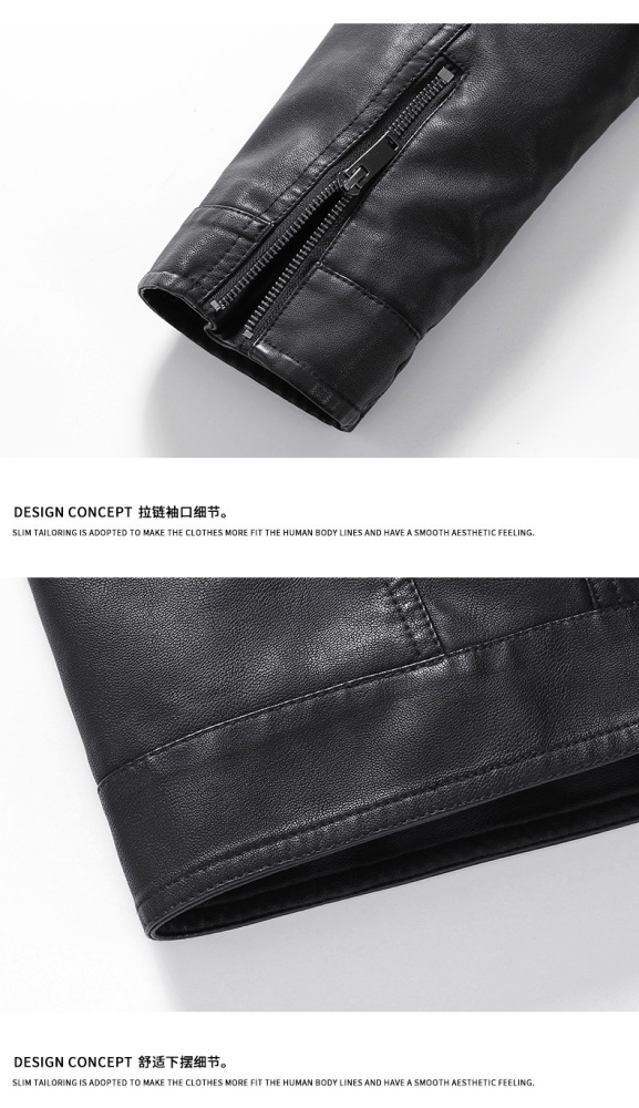 GorgeousBen  Men's motorcycle PU leather jacket men's coat spring and autumn fashion lapel casual leather jacket men.