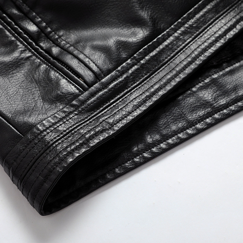 GorgeousBen  New European style men's motorcycle leather jacket for foreign trade, men's autumn and winter velvet leather jacket, men's stand up collar jacket.