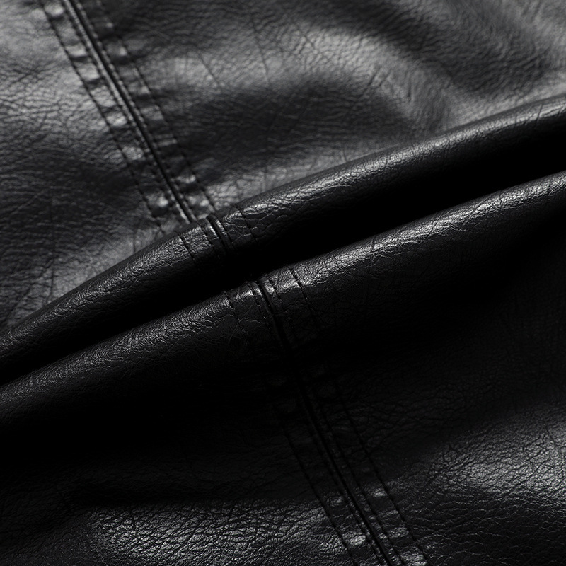 GorgeousBen  New European style men's motorcycle leather jacket for foreign trade, men's autumn and winter velvet leather jacket, men's stand up collar jacket.