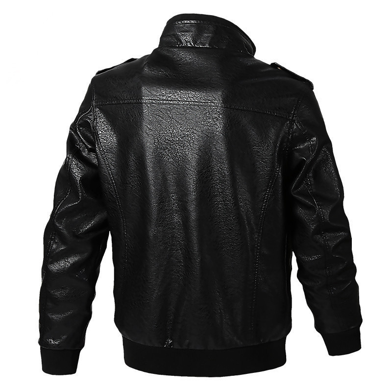 GorgeousBen  Spring and Autumn New Standing Collar Men's Motorcycle Leather Jacket Washed PU Leather Jacket Coat Trendy Foreign Trade Hot Item.