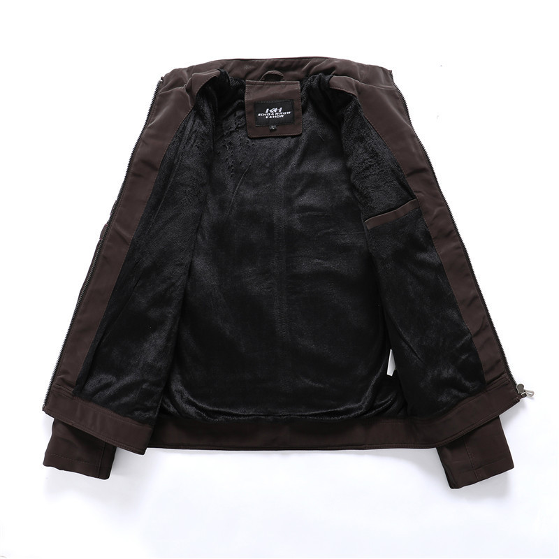 GorgeousBen New Men's Leather Jacket Fashion Trendy Men's Embroidered Velvet PU Wash and Velvet Explosive Leather Jacket Jacket.