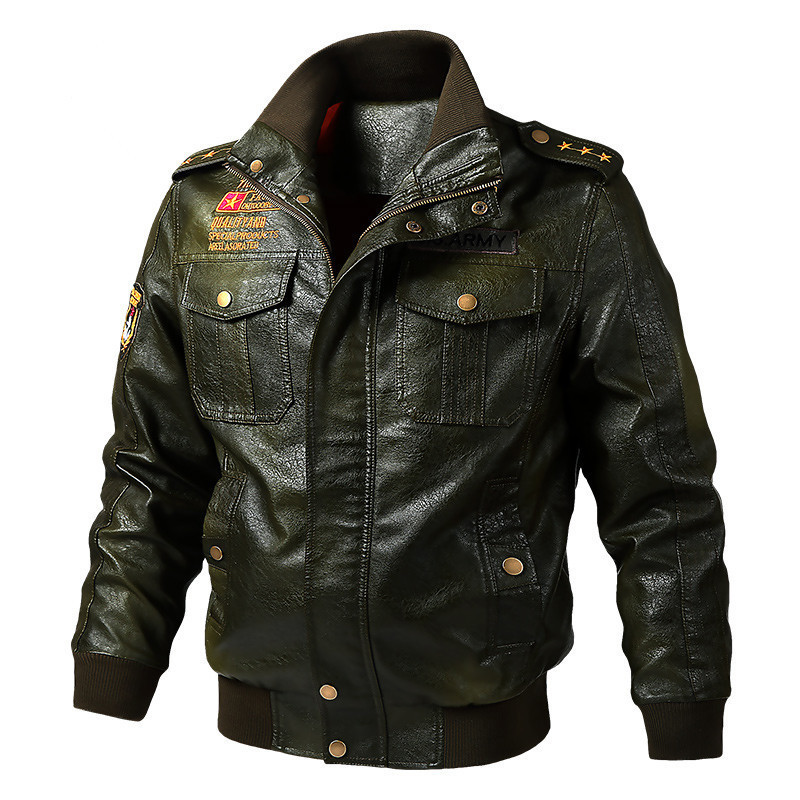 GorgeousBen  Spring and Autumn New Standing Collar Men's Motorcycle Leather Jacket Washed PU Leather Jacket Coat Trendy Foreign Trade Hot Item.