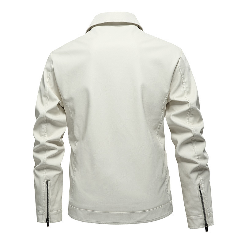 GorgeousBen  Men's motorcycle PU leather jacket men's coat spring and autumn fashion lapel casual leather jacket men.