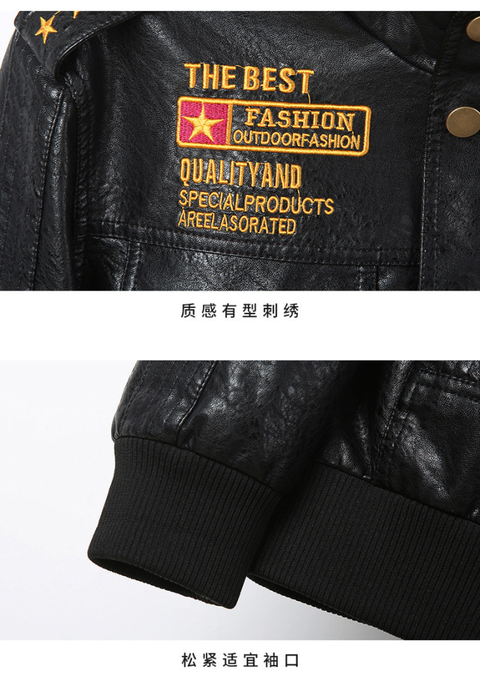 GorgeousBen  Spring and Autumn New Standing Collar Men's Motorcycle Leather Jacket Washed PU Leather Jacket Coat Trendy Foreign Trade Hot Item.