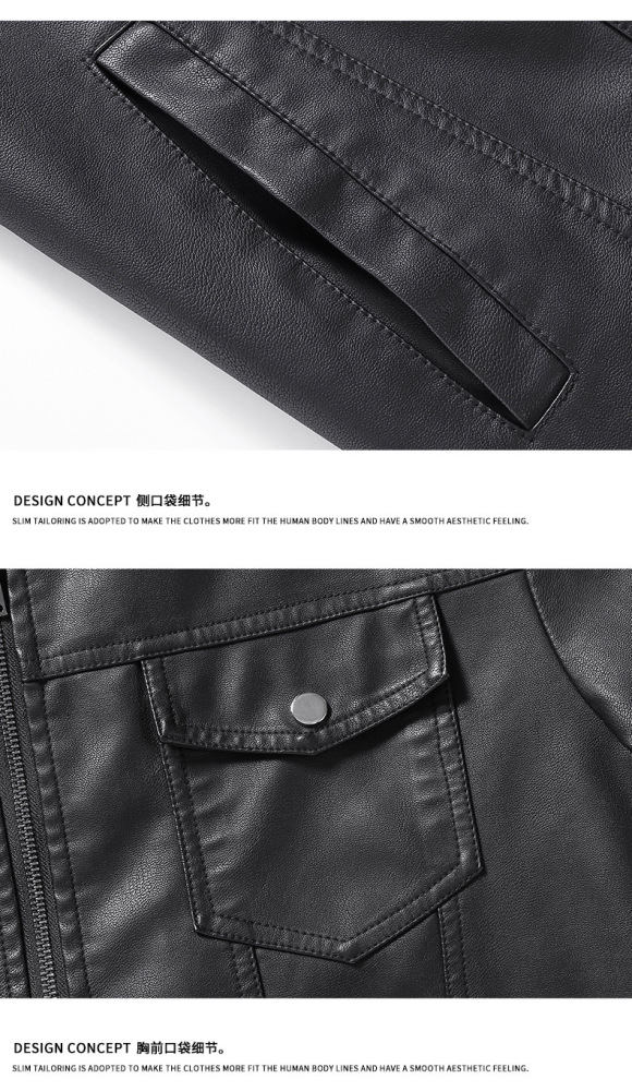GorgeousBen  Men's motorcycle PU leather jacket men's coat spring and autumn fashion lapel casual leather jacket men.