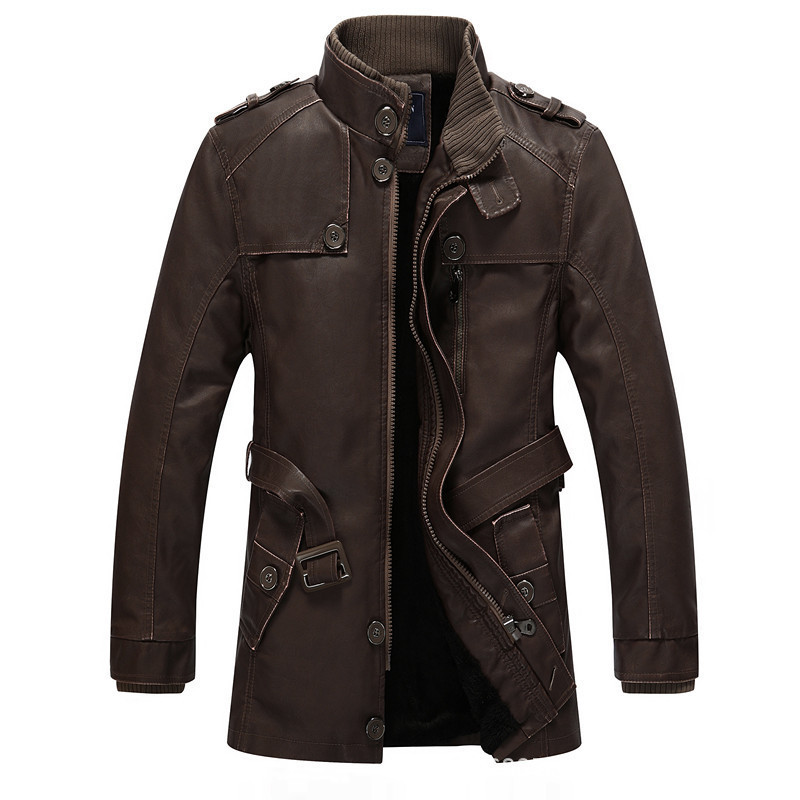 GorgeousBen New men's leather jacket manufacturer direct sales AliExpress men's mid to long washed leather jacket from Europe and America.