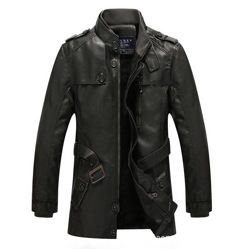 GorgeousBen New men's leather jacket manufacturer direct sales AliExpress men's mid to long washed leather jacket from Europe and America.