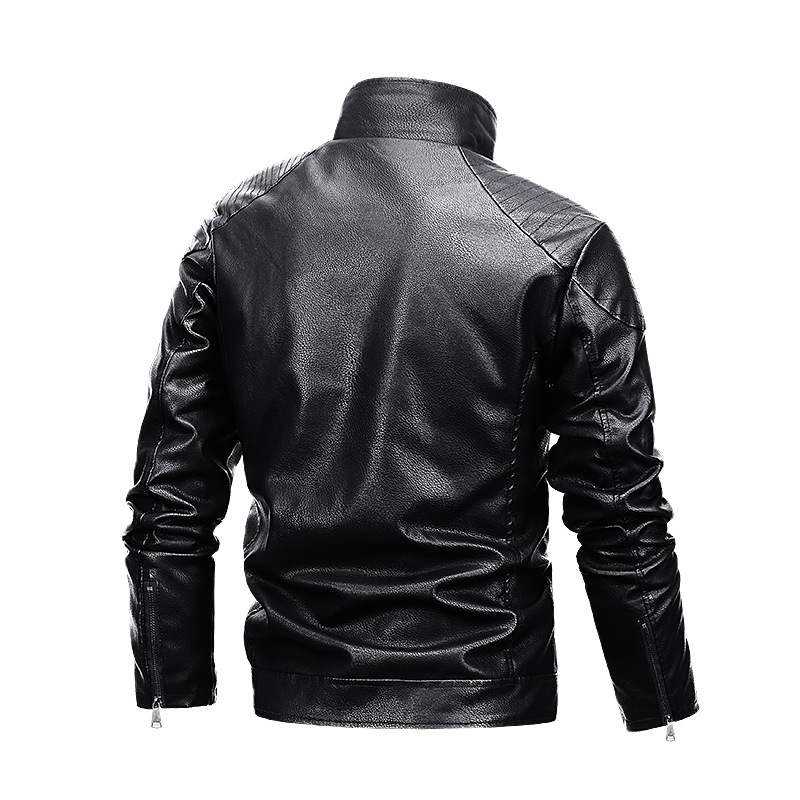 GorgeousBen Autumn and winter new men's leather jacket with thick velvet, fashionable and casual fur one-piece suit collar, youth jacket jacket jacket.