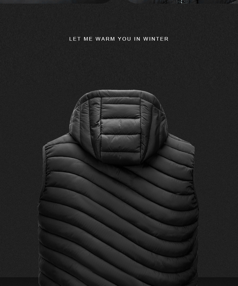 GorgeousBen Men's vest cross-border casual fashion pork rib cotton vest hooded detachable solid color autumn and winter.