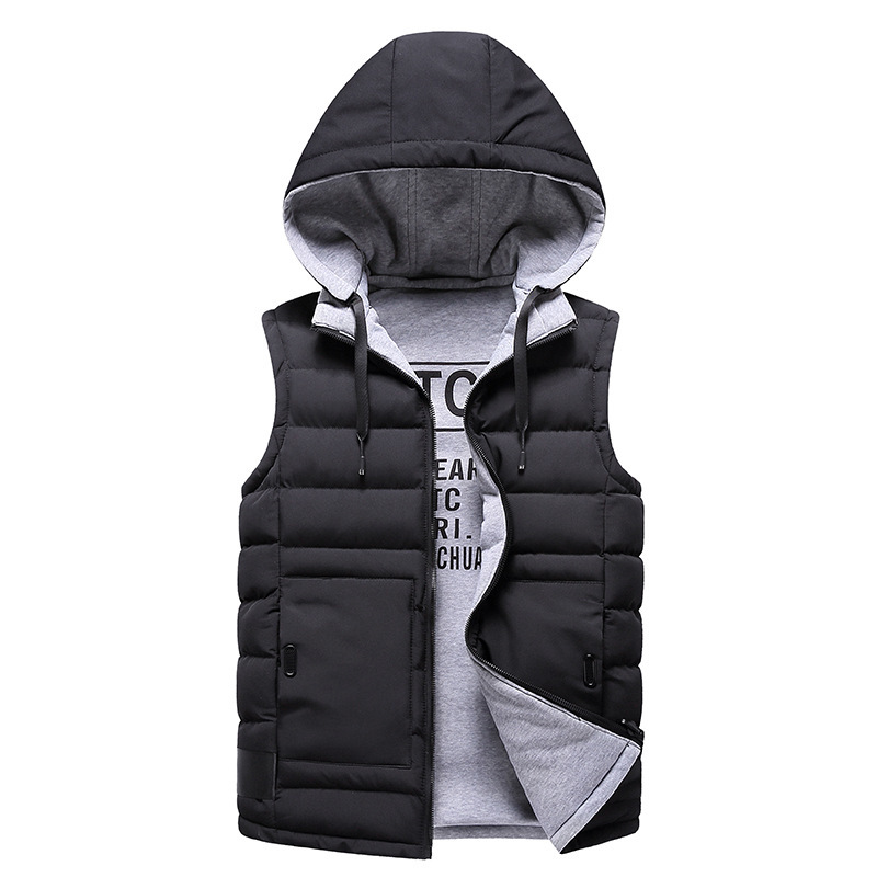 GorgeousBen  Men's casual vest hooded double-sided fashion autumn and winter cotton vest vest vest.