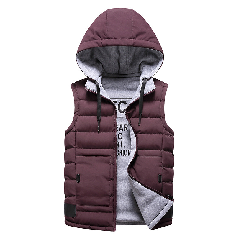 GorgeousBen  Men's casual vest hooded double-sided fashion autumn and winter cotton vest vest vest.