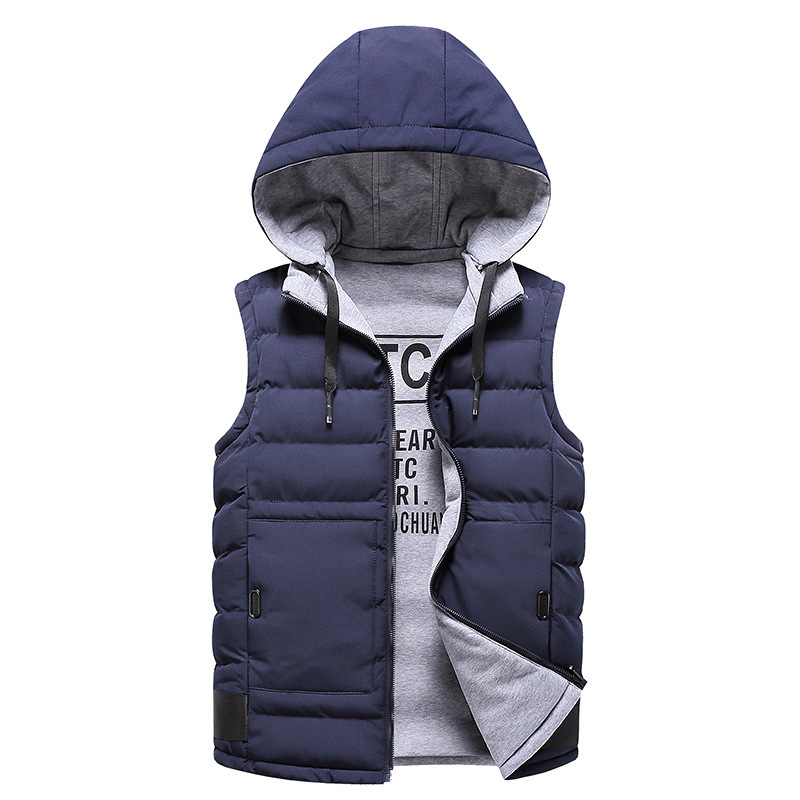 GorgeousBen  Men's casual vest hooded double-sided fashion autumn and winter cotton vest vest vest.