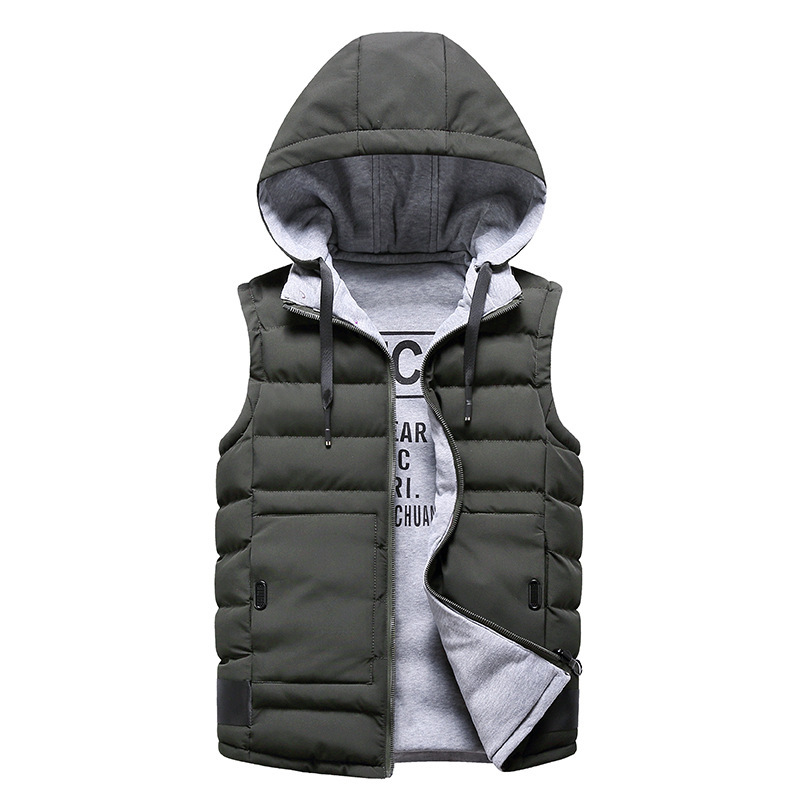 GorgeousBen  Men's casual vest hooded double-sided fashion autumn and winter cotton vest vest vest.