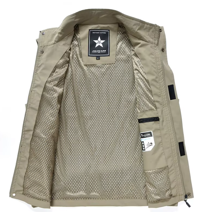 GorgeousBen  Men's workwear sleeveless jacket with multiple pockets, outdoor fishing, photography tactics, soft shell vest.