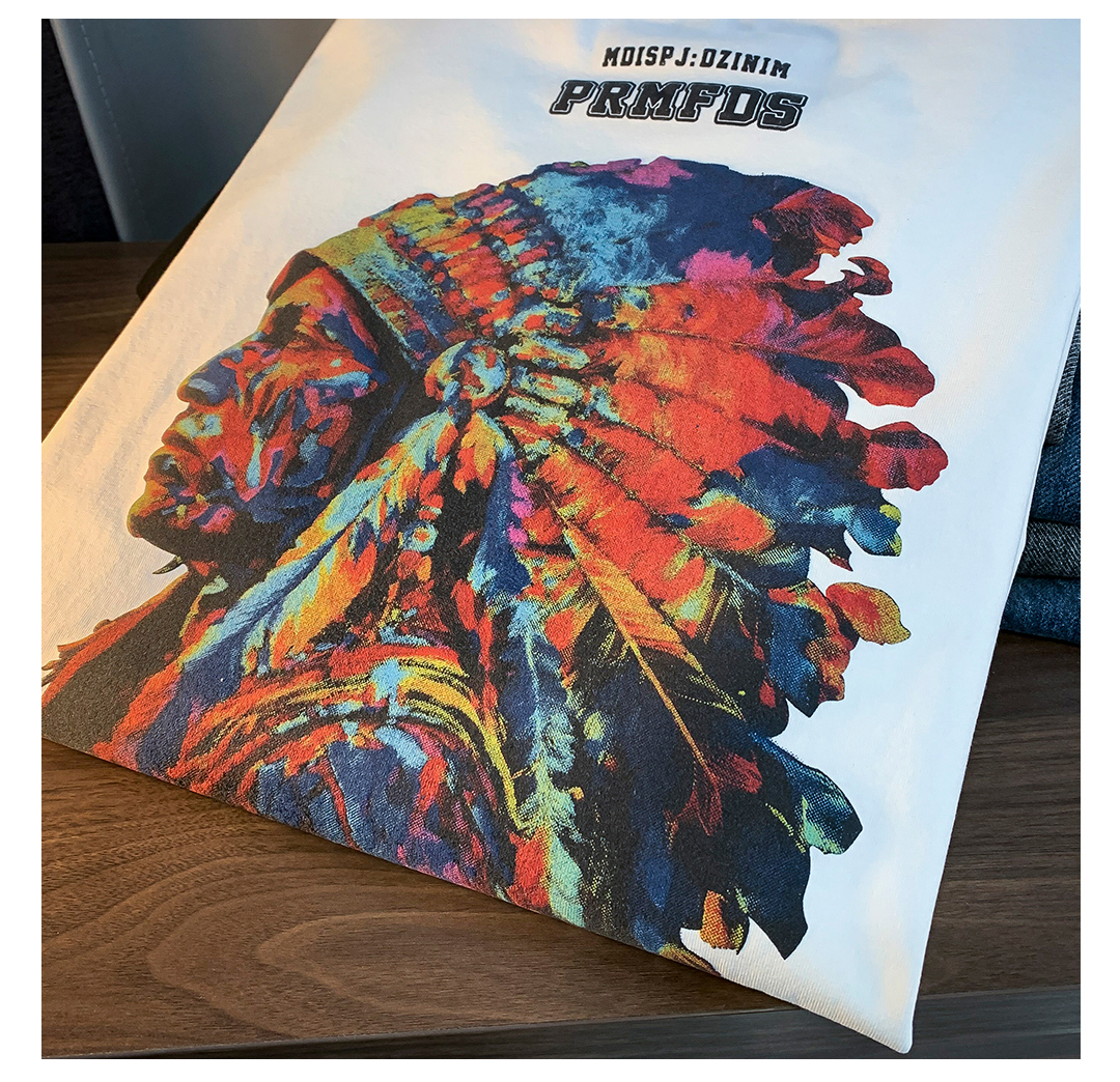 GorgeousBen American heavyweight T-shirt 2025 summer thin Indian print trendy short sleeved round neck versatile men's clothing.