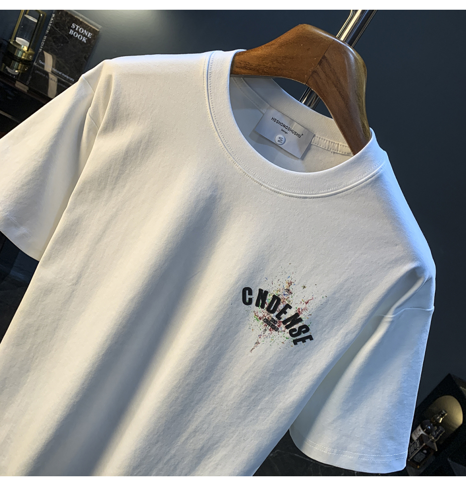 GorgeousBen Summer new graffiti painted loose short sleeved T-shirt for men 2025 thin casual printed half sleeved T-shirt.