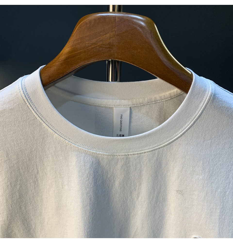 GorgeousBen  High end embroidered printed T-shirt for men's summer new trend washed short sleeved top with versatile temperament, half sleeved T-shirt.