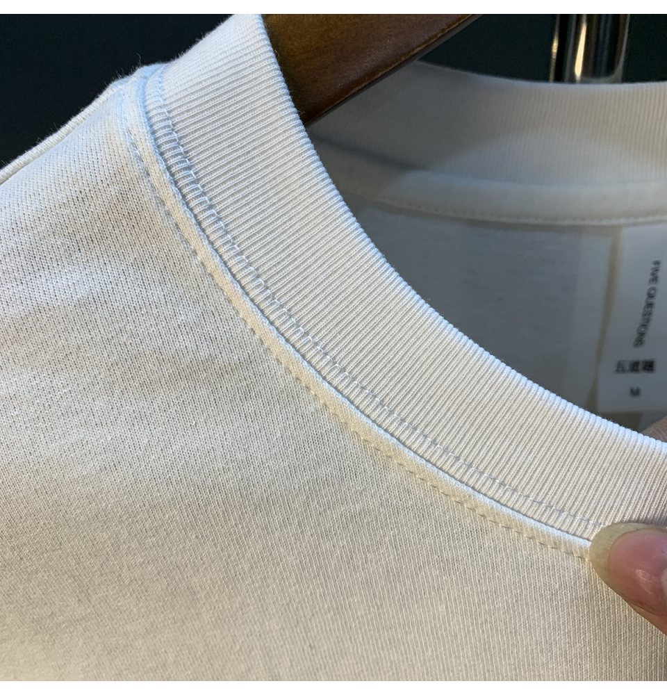 GorgeousBen  High end embroidered printed T-shirt for men's summer new trend washed short sleeved top with versatile temperament, half sleeved T-shirt.