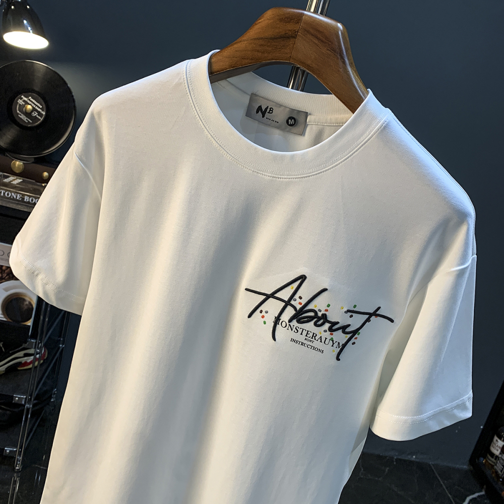 GorgeousBen Mottled butterfly counter high-end pure cotton heavyweight short sleeved T-shirt men's new top loose half sleeved T-shirt men.