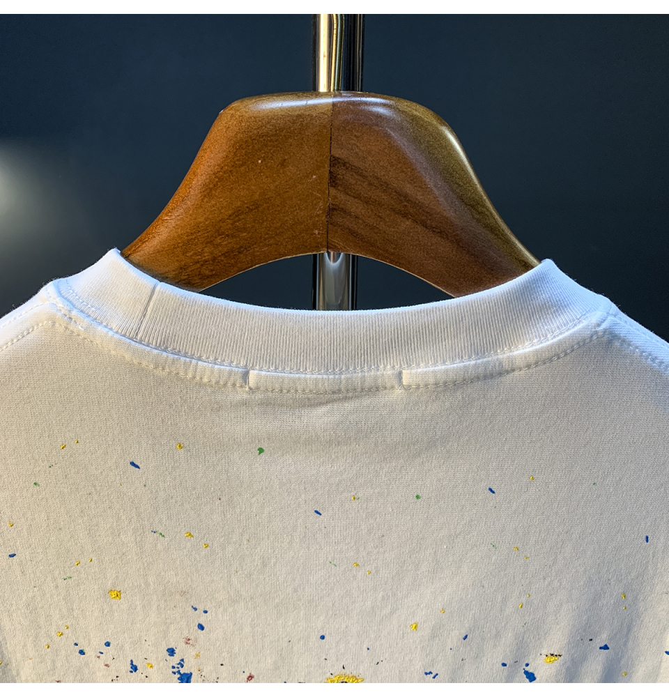 GorgeousBen Summer new graffiti painted loose short sleeved T-shirt for men 2025 thin casual printed half sleeved T-shirt.