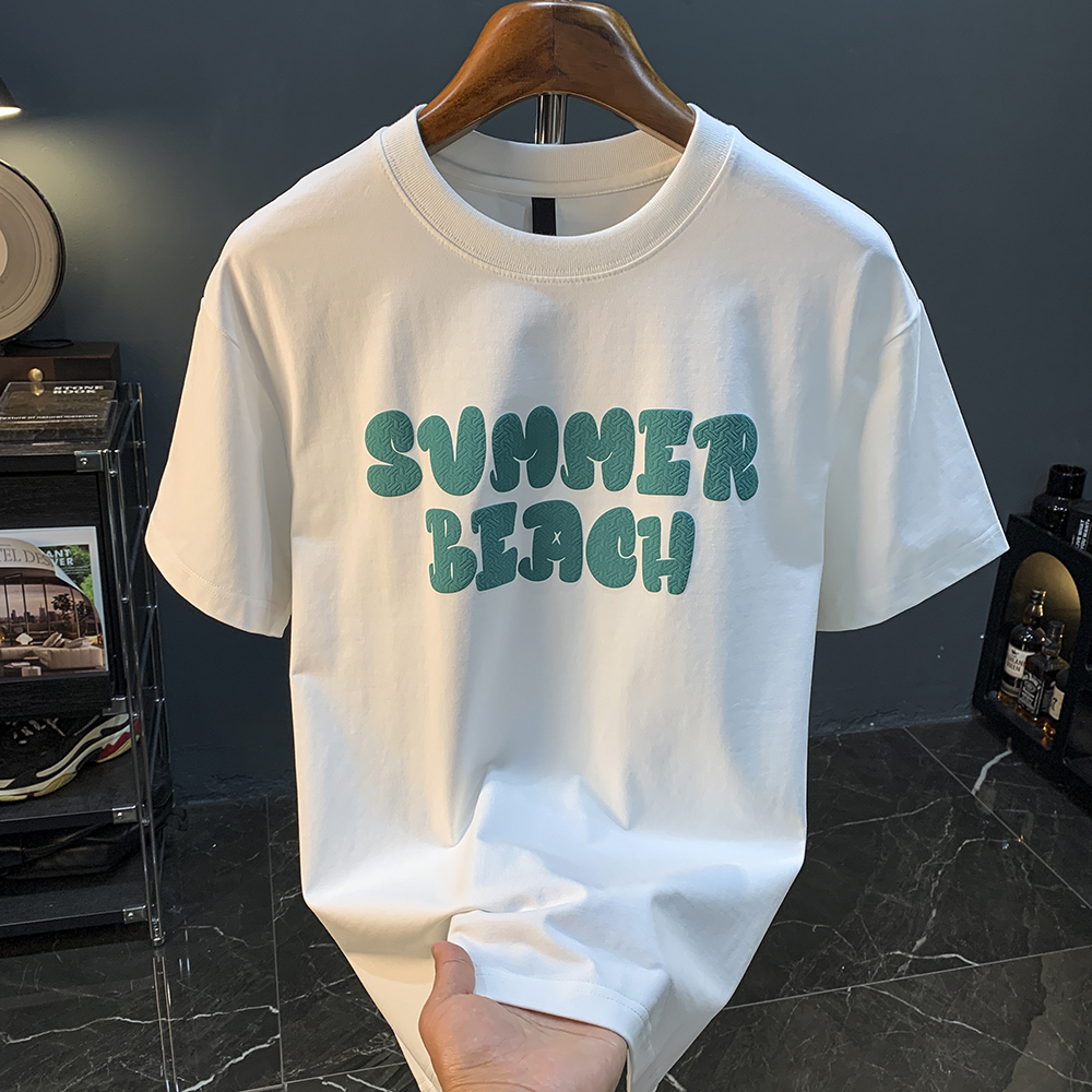GorgeousBen Thin T-shirt men's summer trendy brand new printed half sleeved shirt, sweat absorbing and breathable round neck short sleeved shirt top.