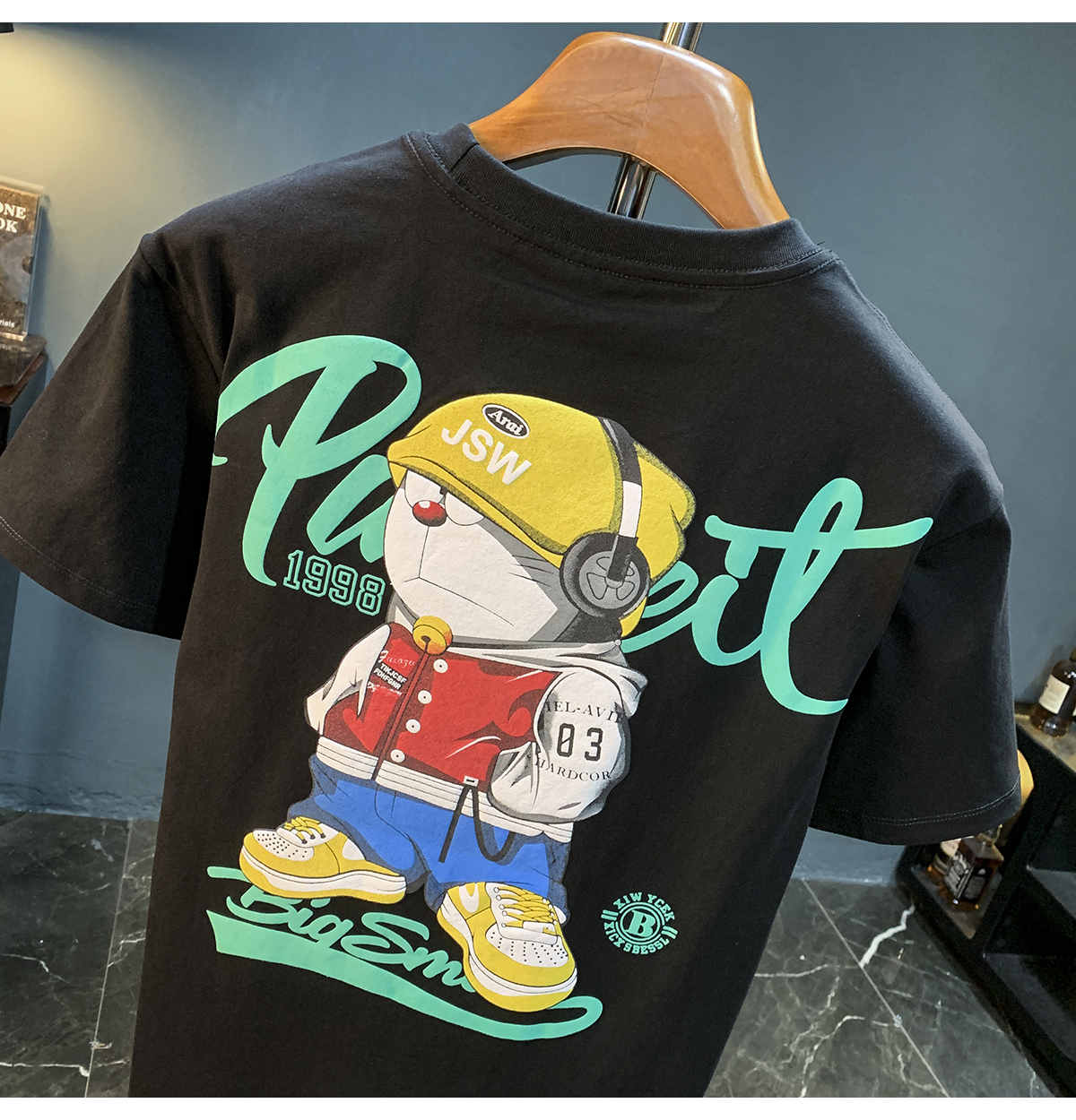 GorgeousBen Anime printed short sleeved T-shirt for men in summer, thin, trendy, comfortable, half sleeved top, loose plus size T-shirt for men.