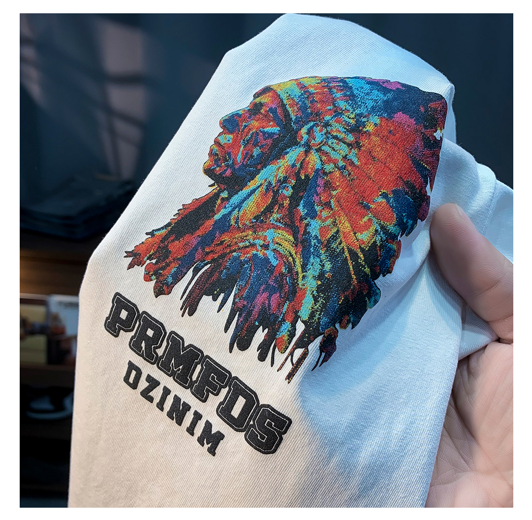 GorgeousBen American heavyweight T-shirt 2025 summer thin Indian print trendy short sleeved round neck versatile men's clothing.
