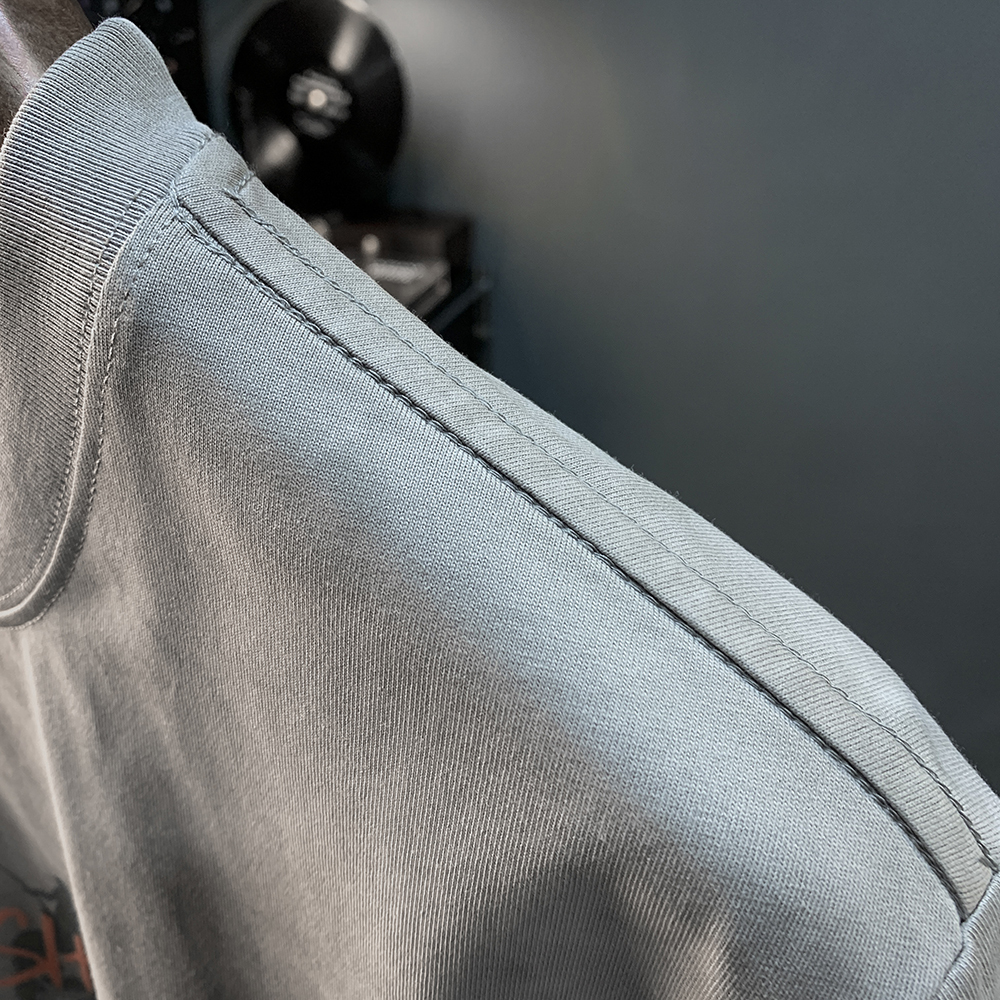 GorgeousBen Summer short sleeved T-shirt men's shoulder down round neck printed trendy casual T-shirt versatile heavyweight breathable design top.