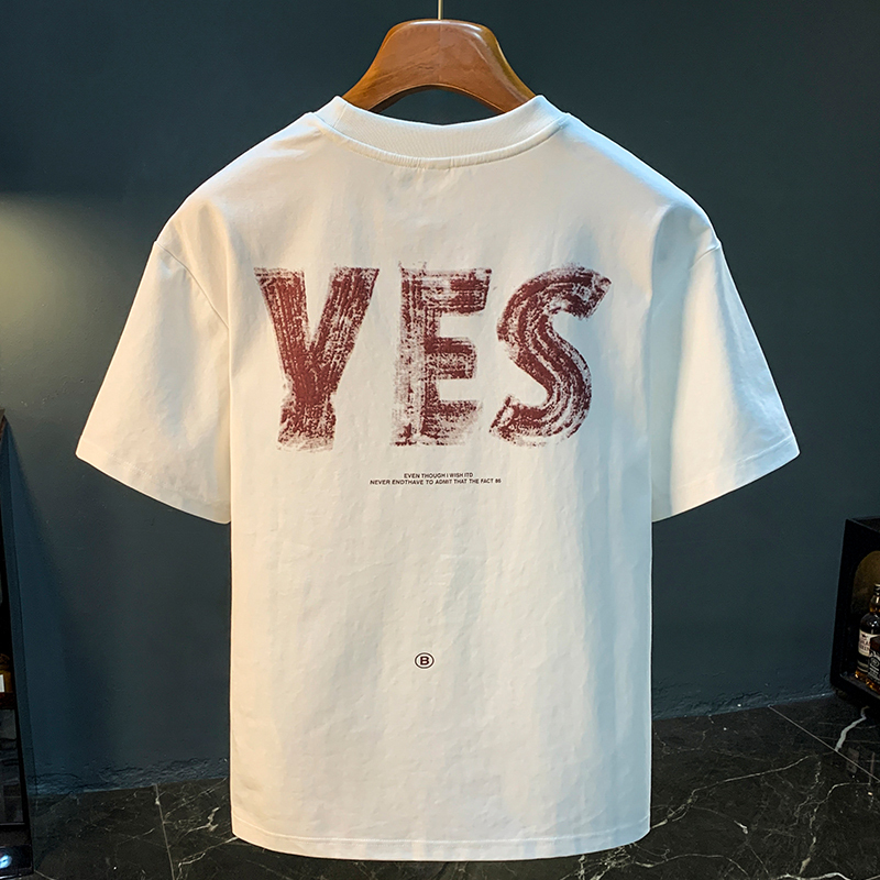 GorgeousBen  Trendy letter printed short sleeved men's T-shirt for summer 2025, heavyweight loose oversized slimming casual T-shirt