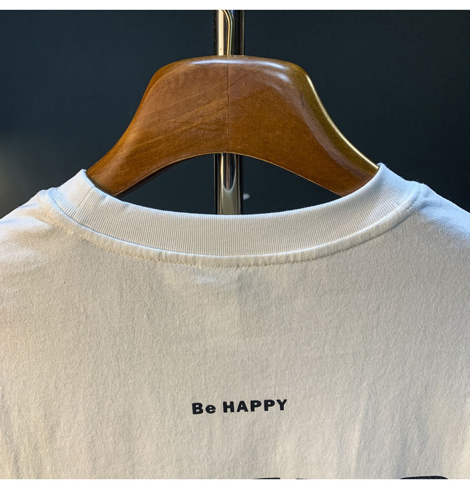 GorgeousBen  High end embroidered printed T-shirt for men's summer new trend washed short sleeved top with versatile temperament, half sleeved T-shirt.