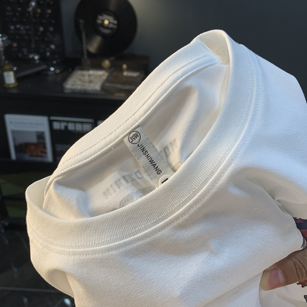 GorgeousBen American heavyweight short sleeved T-shirt for men, 2025 new summer high-end trend, Indian print versatile T-shirt.