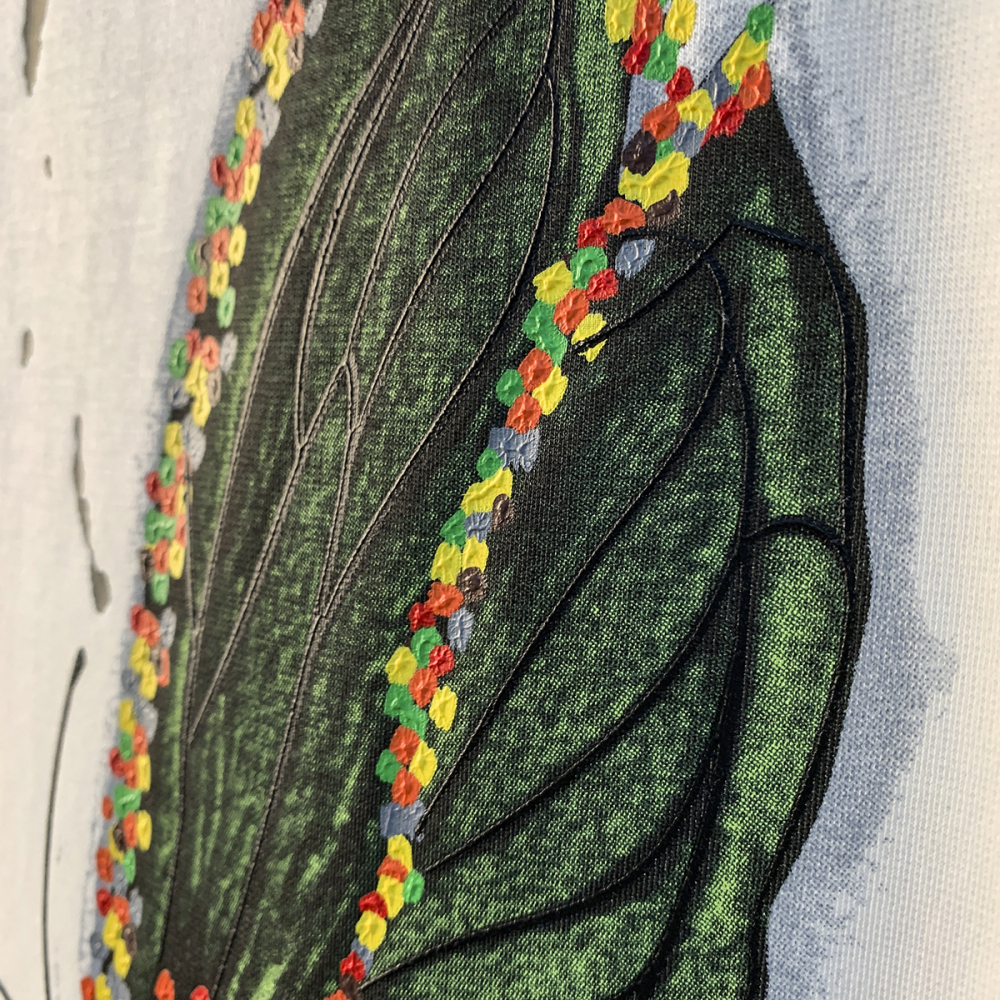 GorgeousBen Mottled butterfly counter high-end pure cotton heavyweight short sleeved T-shirt men's new top loose half sleeved T-shirt men.