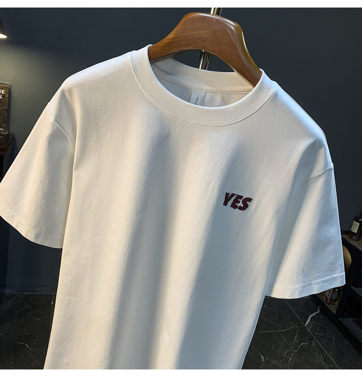 GorgeousBen  Trendy letter printed short sleeved men's T-shirt for summer 2025, heavyweight loose oversized slimming casual T-shirt