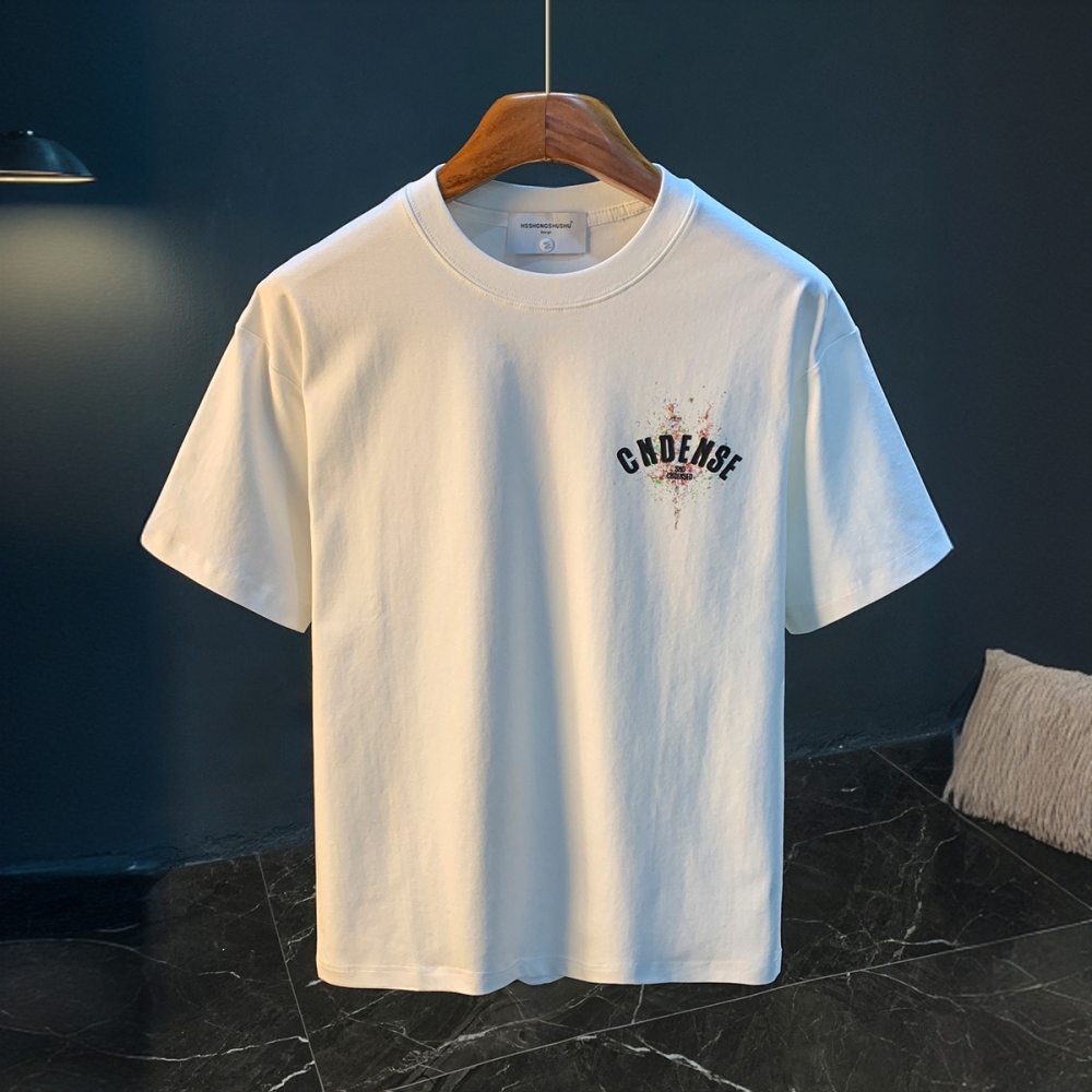 GorgeousBen Summer new graffiti painted loose short sleeved T-shirt for men 2025 thin casual printed half sleeved T-shirt.