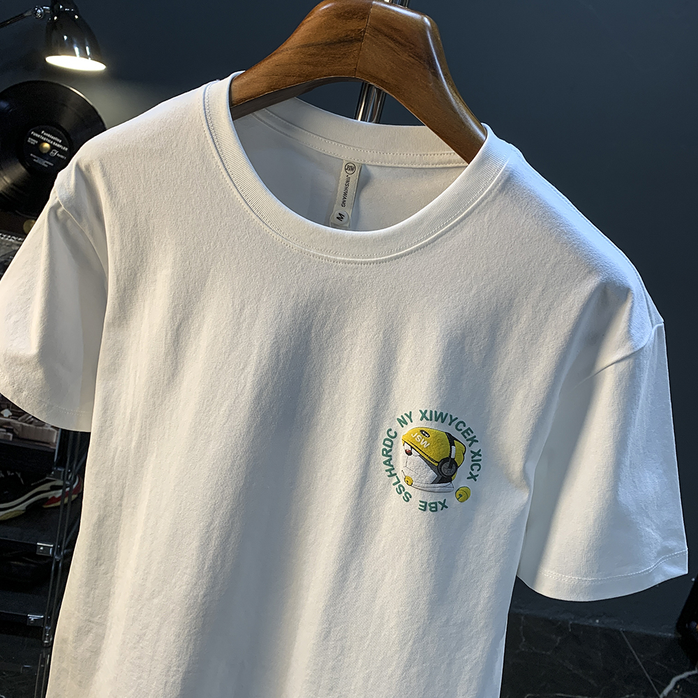 GorgeousBen Dingdang Cat Printed Short Sleeve T-shirt for Men in Summer 2025, Thin, Trendy and Comfortable Top, Round Neck Cartoon T-shirt for Men.