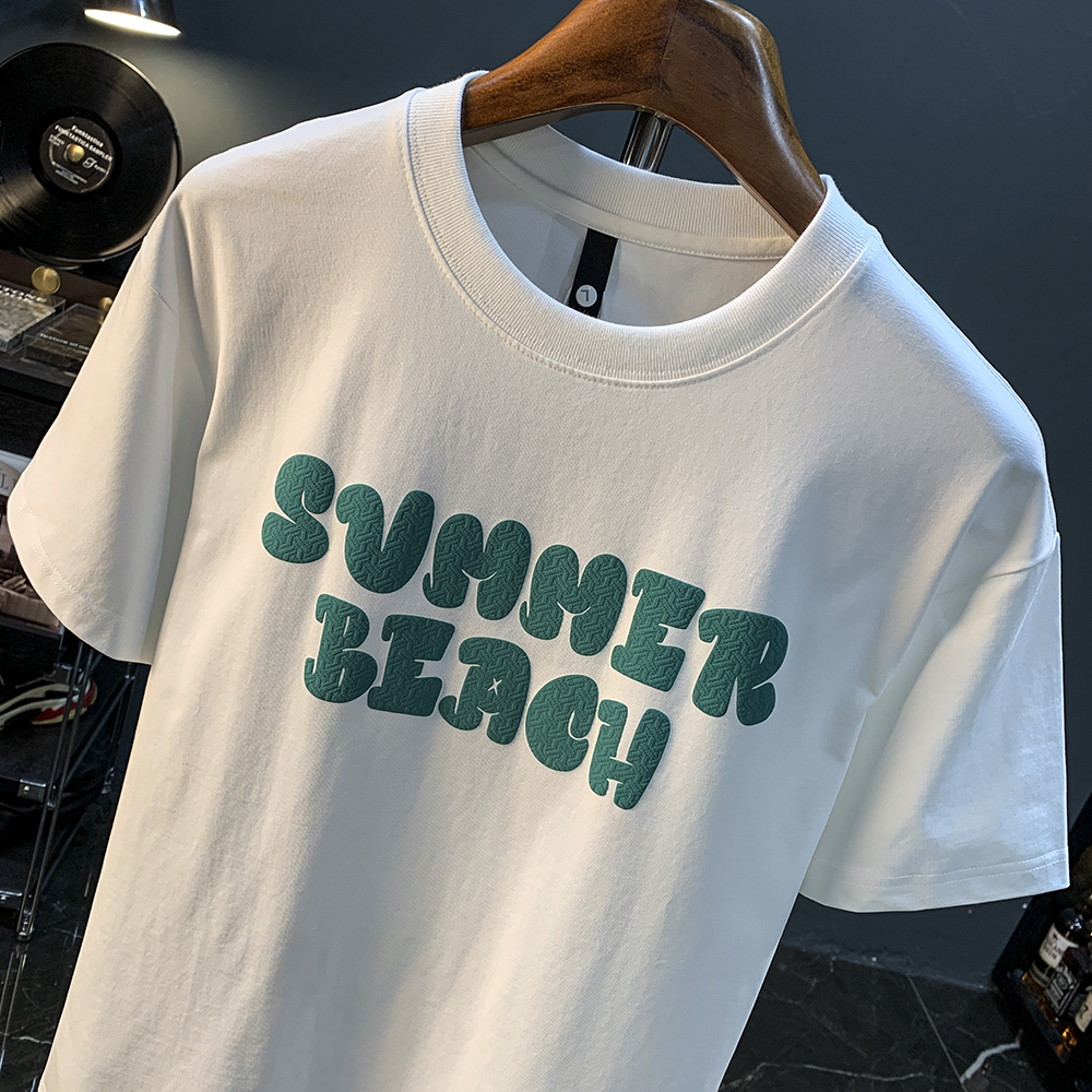 GorgeousBen Thin T-shirt men's summer trendy brand new printed half sleeved shirt, sweat absorbing and breathable round neck short sleeved shirt top.