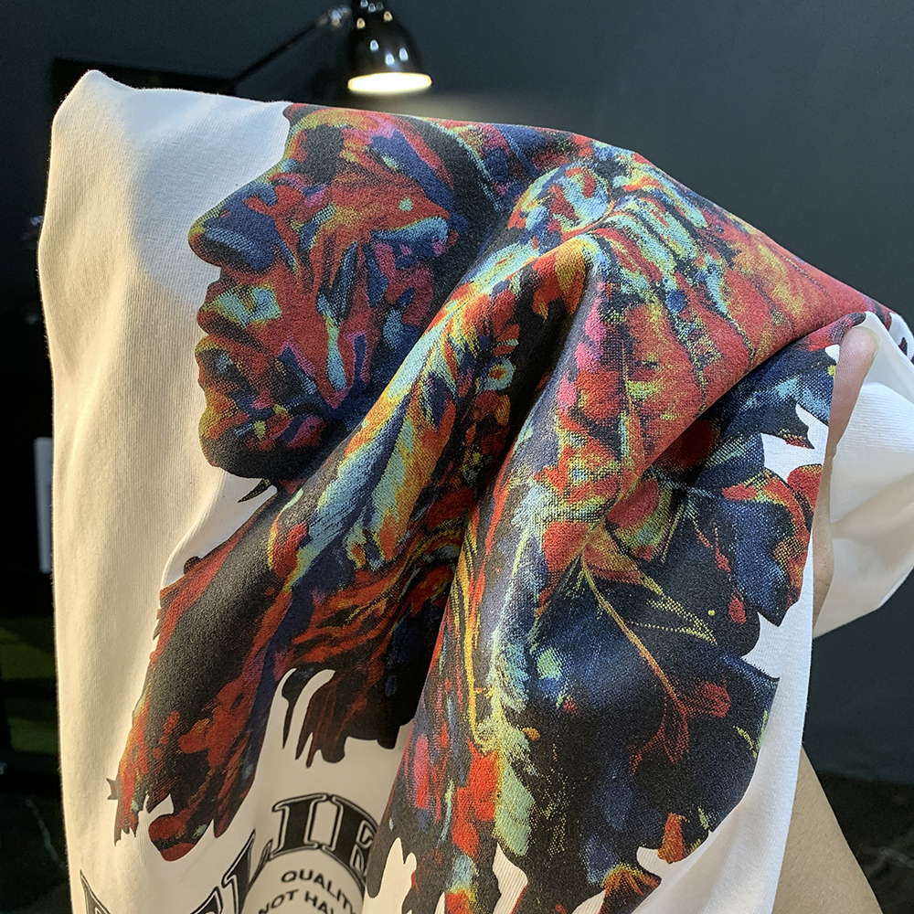 GorgeousBen American heavyweight short sleeved T-shirt for men, 2025 new summer high-end trend, Indian print versatile T-shirt.