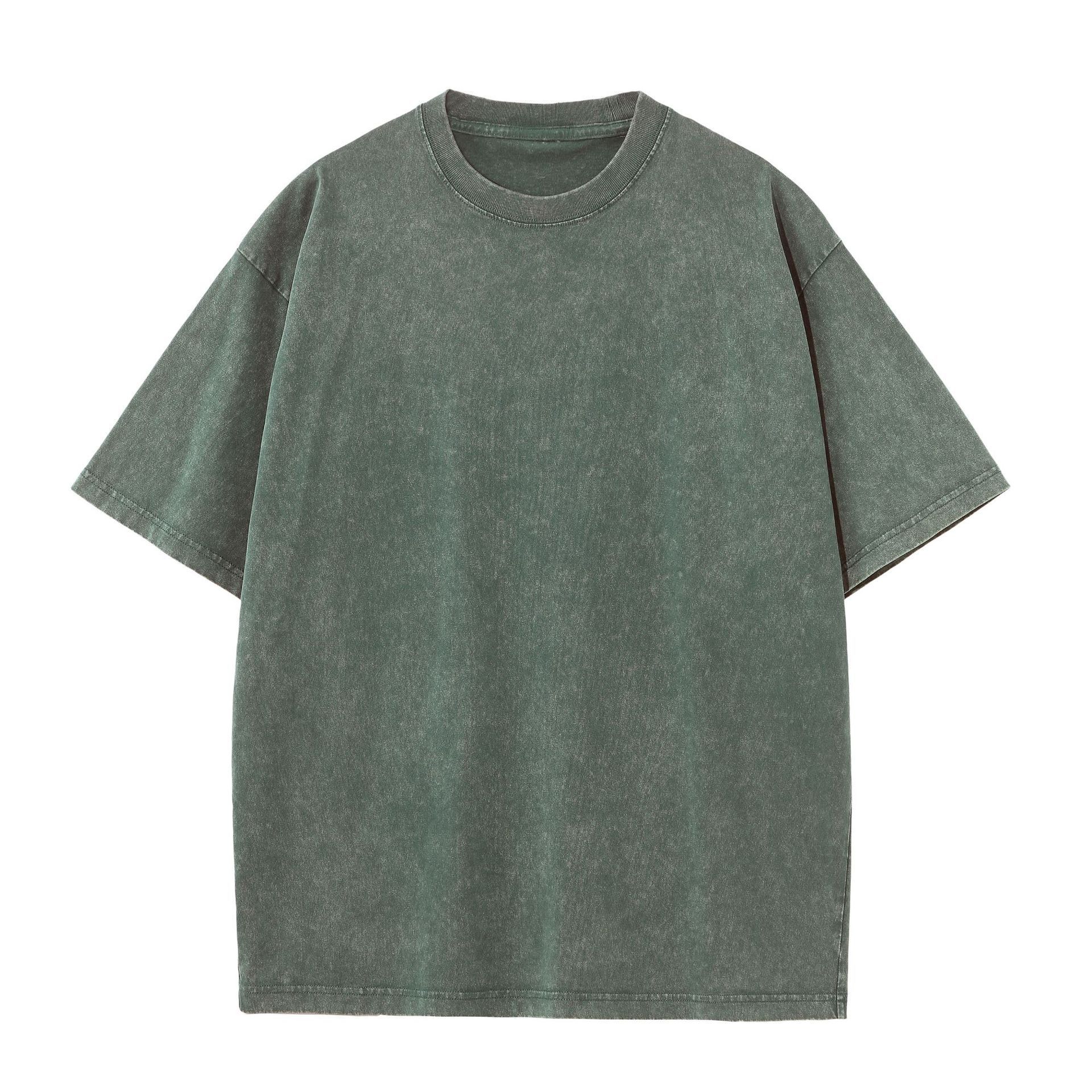 GorgeousBen Retro stir fried snowflake washed T-shirt, European and American cross-border pure cotton T-shirt, loose base round neck pullover, heavyweight T-shirt for men