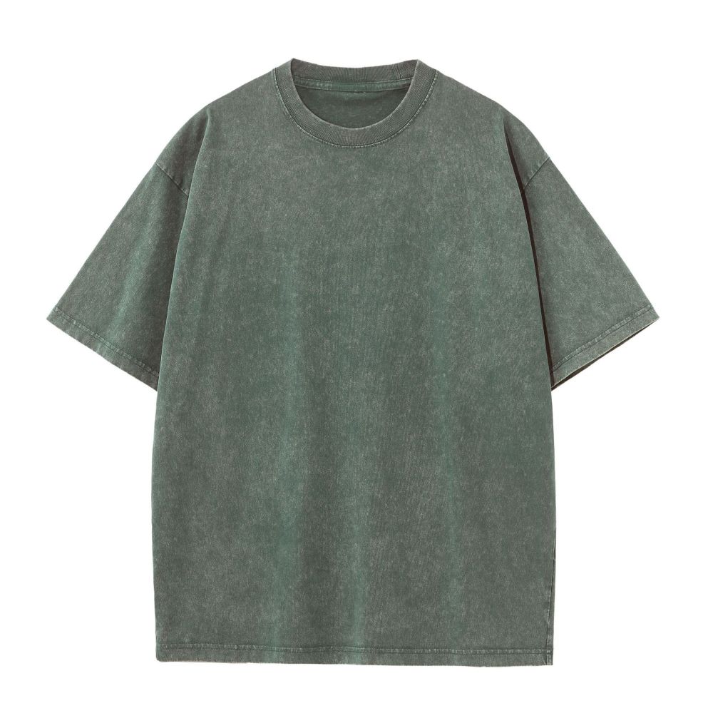 GorgeousBen Retro stir fried snowflake washed T-shirt, European and American cross-border pure cotton T-shirt, loose base round neck pullover, heavyweight T-shirt for men