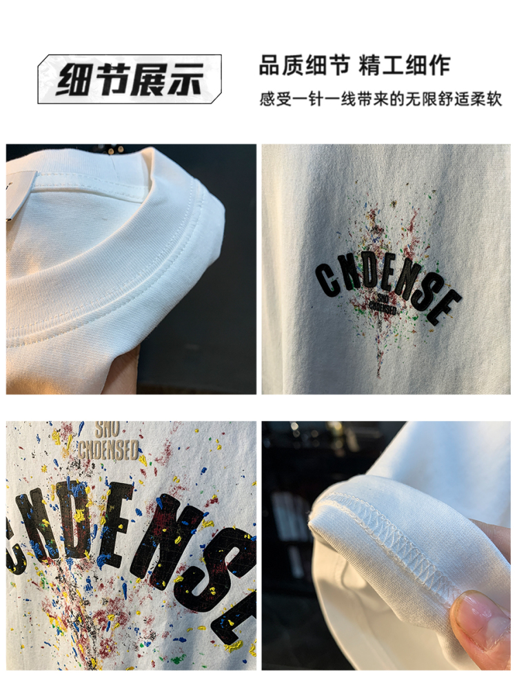 GorgeousBen Summer new graffiti painted loose short sleeved T-shirt for men 2025 thin casual printed half sleeved T-shirt.