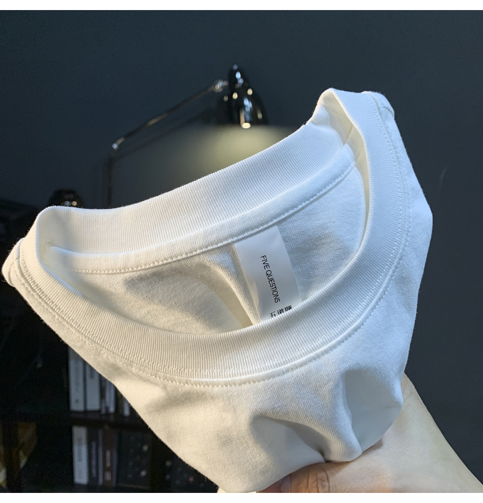 GorgeousBen  High end embroidered printed T-shirt for men's summer new trend washed short sleeved top with versatile temperament, half sleeved T-shirt.