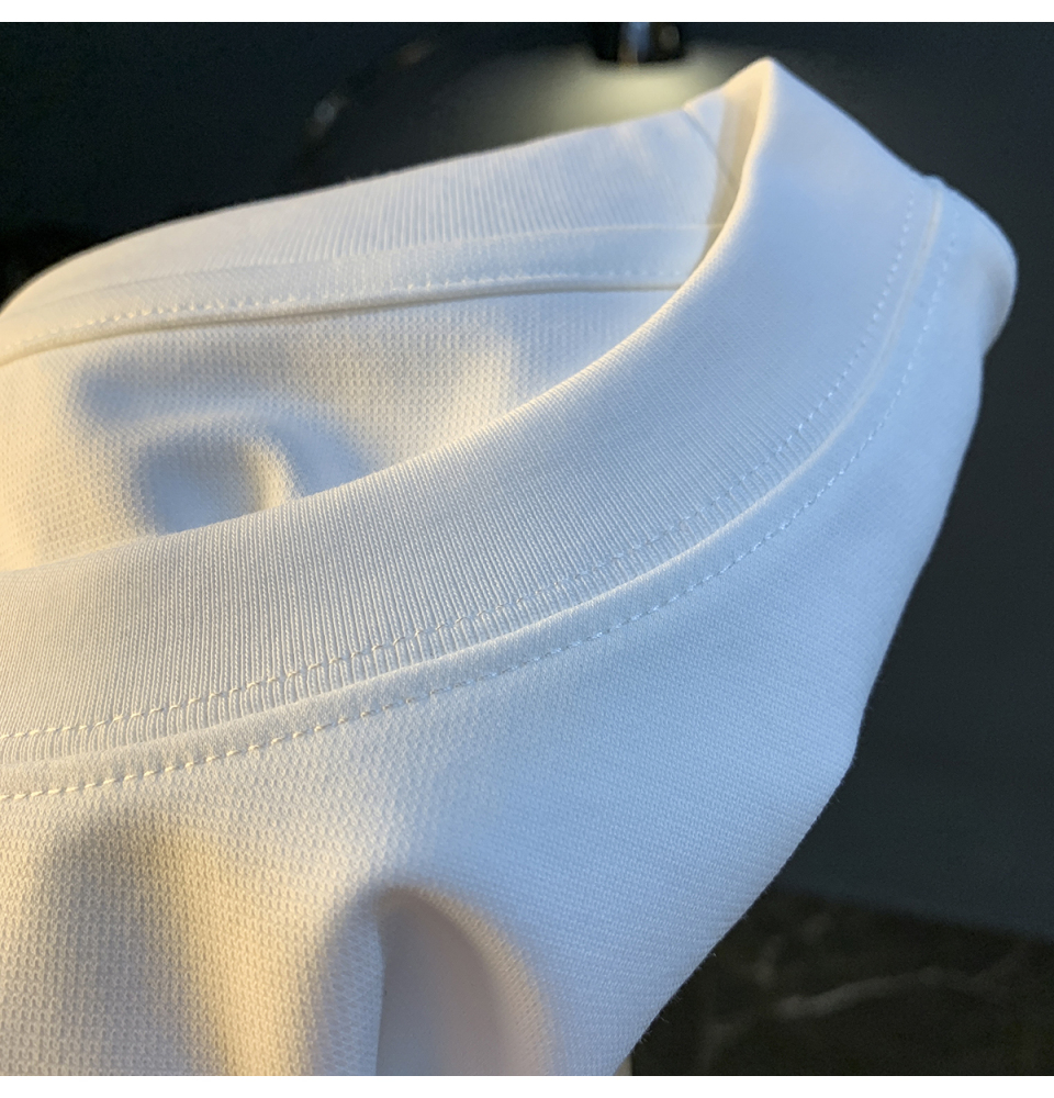 GorgeousBen Summer new short sleeved men's T-shirt loose white printed high-end half sleeved top embroidered hanging heavy weight T-shirt.