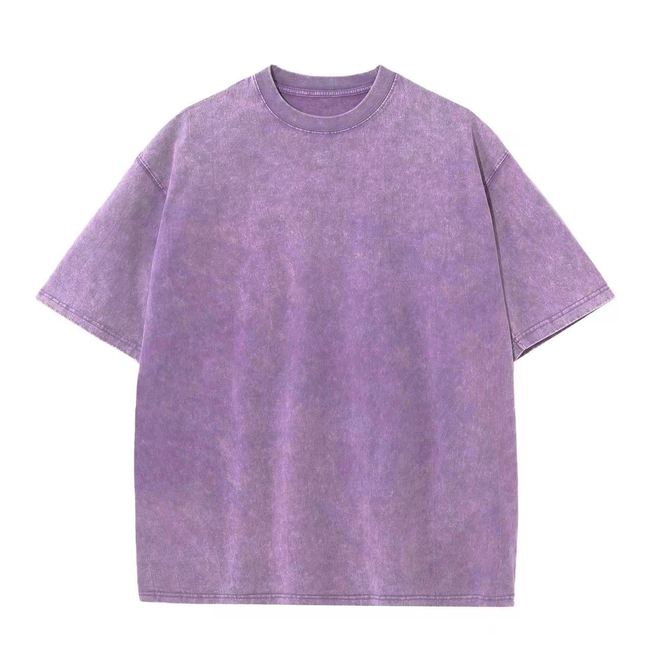 GorgeousBen Retro stir fried snowflake washed T-shirt, European and American cross-border pure cotton T-shirt, loose base round neck pullover, heavyweight T-shirt for men