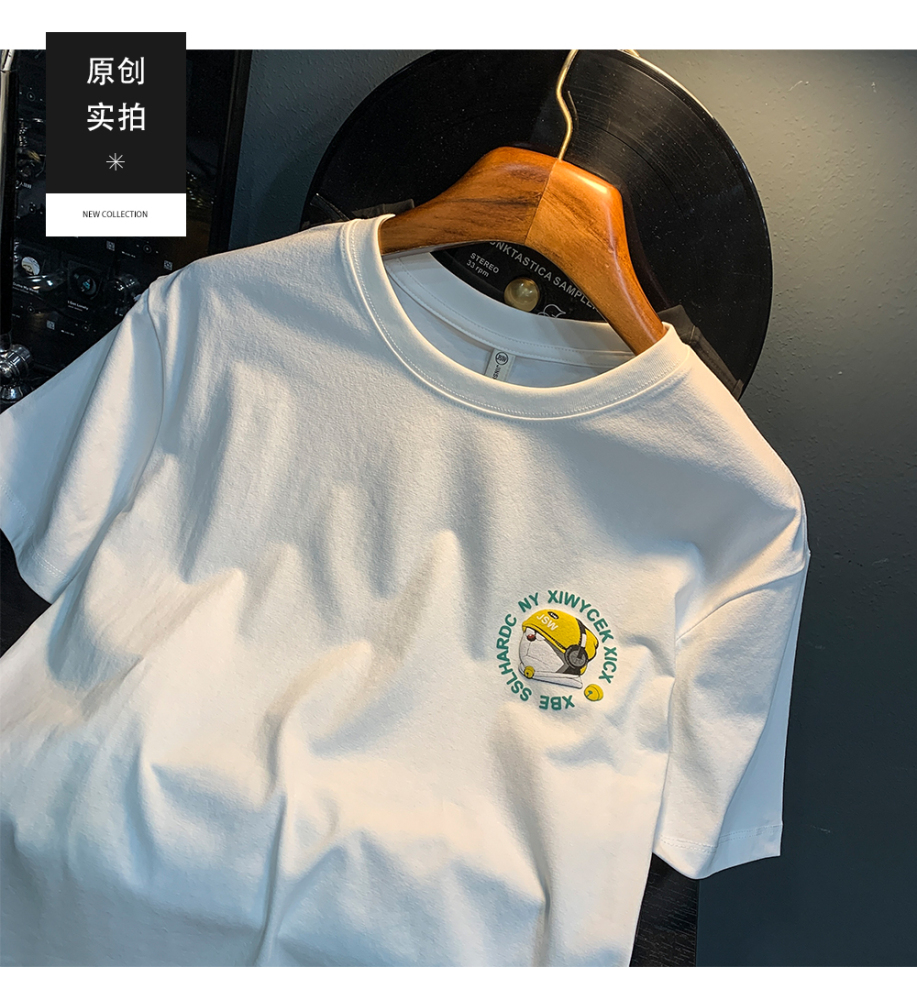 GorgeousBen Dingdang Cat Printed Short Sleeve T-shirt for Men in Summer 2025, Thin, Trendy and Comfortable Top, Round Neck Cartoon T-shirt for Men.
