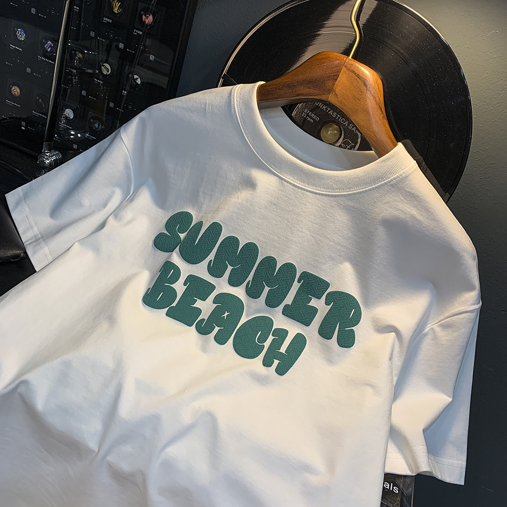 GorgeousBen Thin T-shirt men's summer trendy brand new printed half sleeved shirt, sweat absorbing and breathable round neck short sleeved shirt top.
