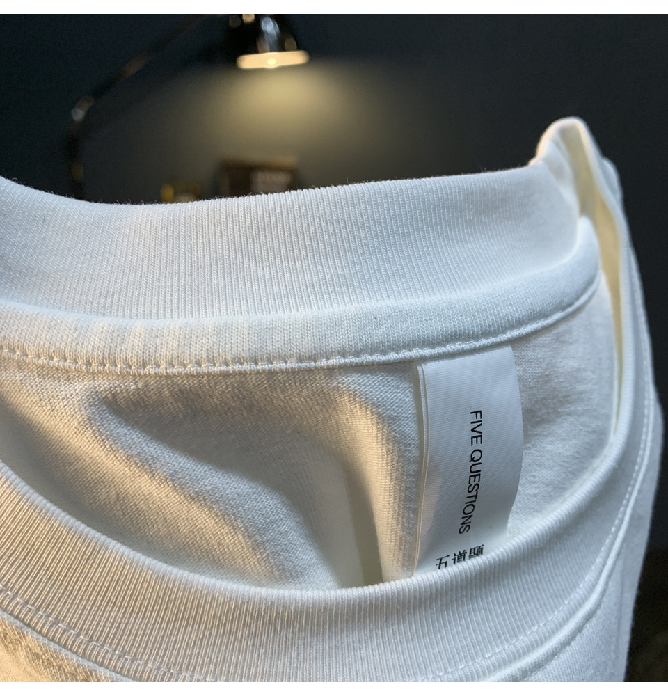 GorgeousBen  High end embroidered printed T-shirt for men's summer new trend washed short sleeved top with versatile temperament, half sleeved T-shirt.