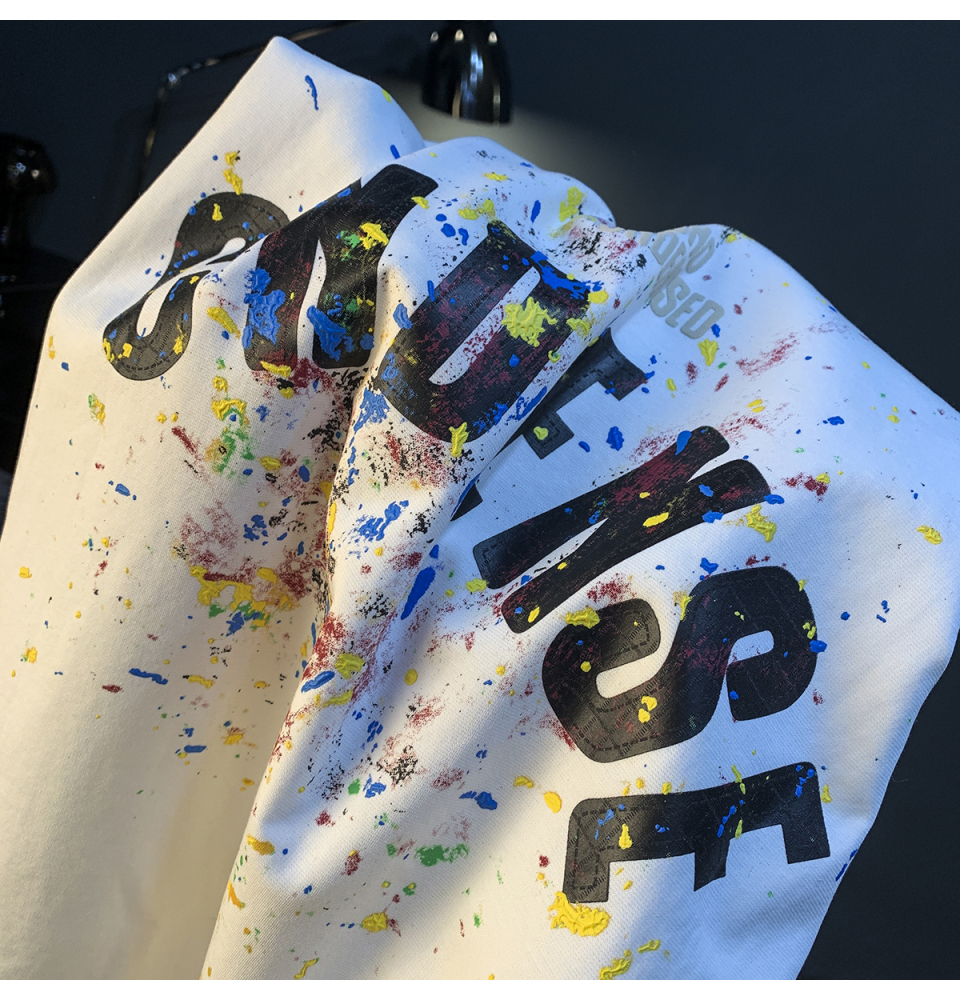 GorgeousBen Summer new graffiti painted loose short sleeved T-shirt for men 2025 thin casual printed half sleeved T-shirt.